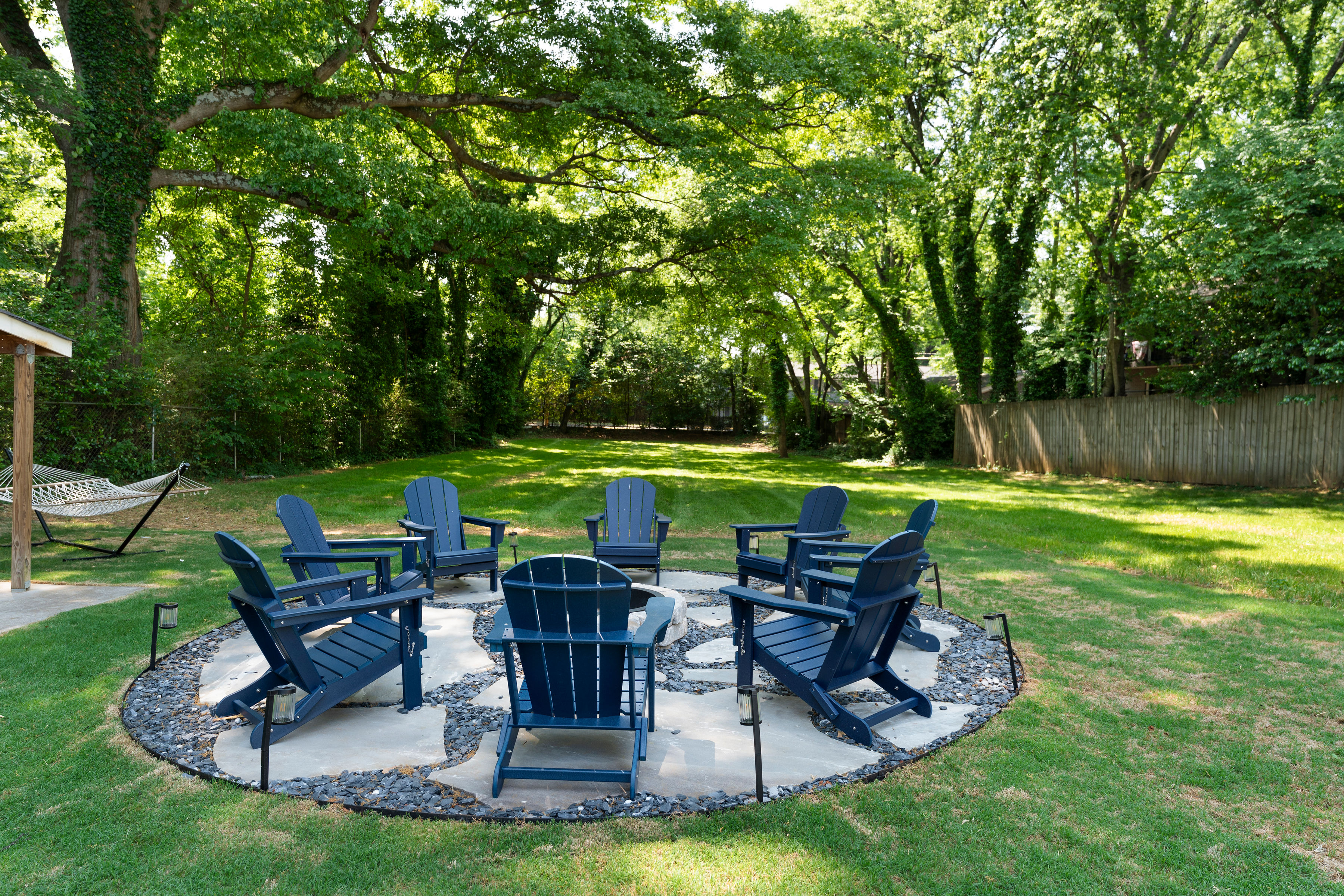 Backyard fire pit area